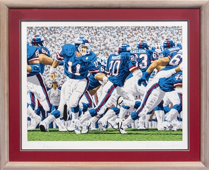 Rick Rush Signed 1987 Super Bowl Giants Framed Original Serigraph 373/410 (Beckett)